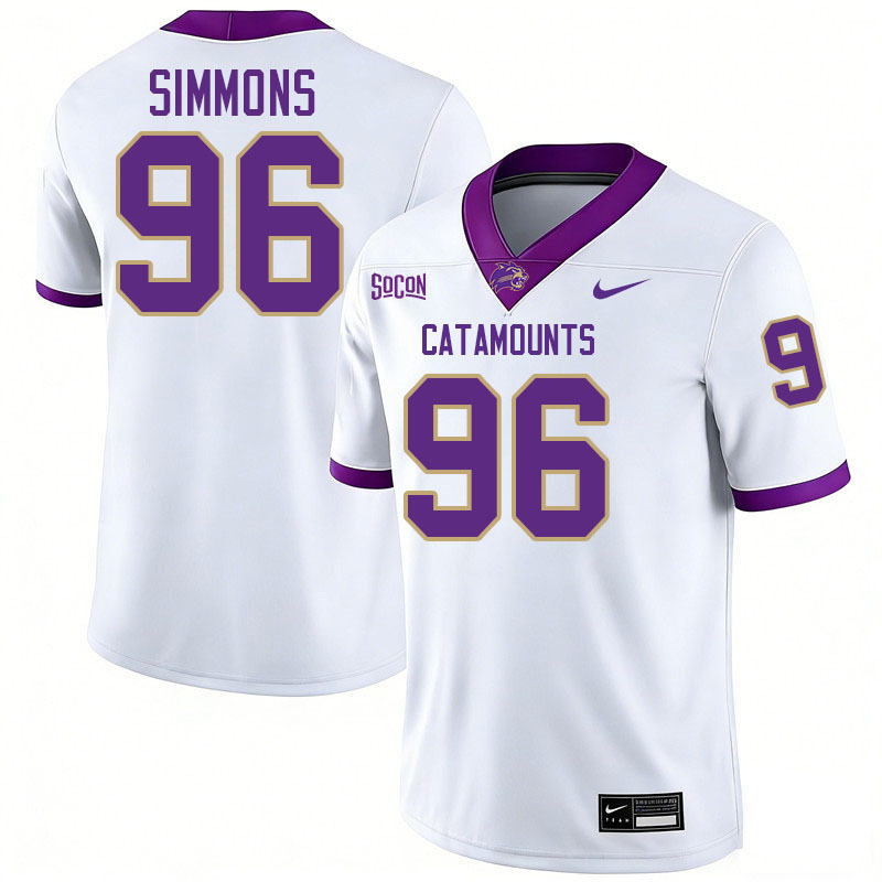 Western Carolina Catamounts #96 Clyde Simmons College Football Jerseys,Uniforms-White